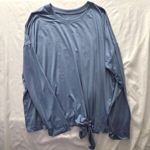Hyba Tie-Front Performance Top | Blue Athleisure Loungewear | XXL